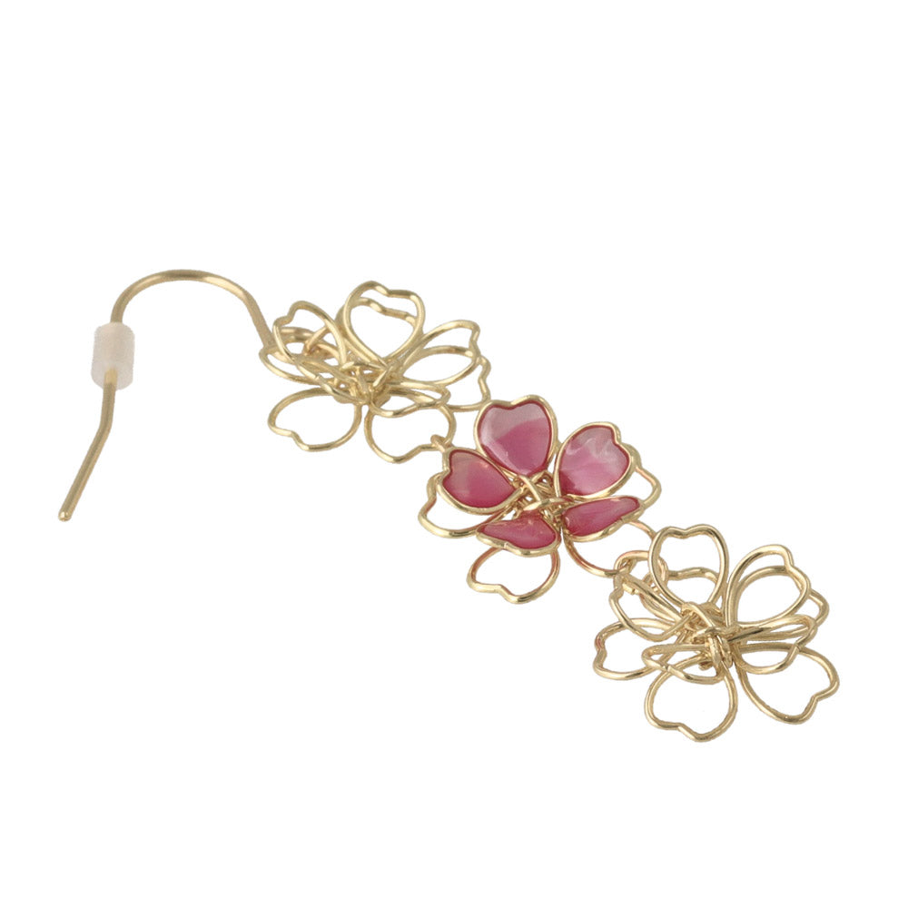 Wire Sakura Link Drop Earrings