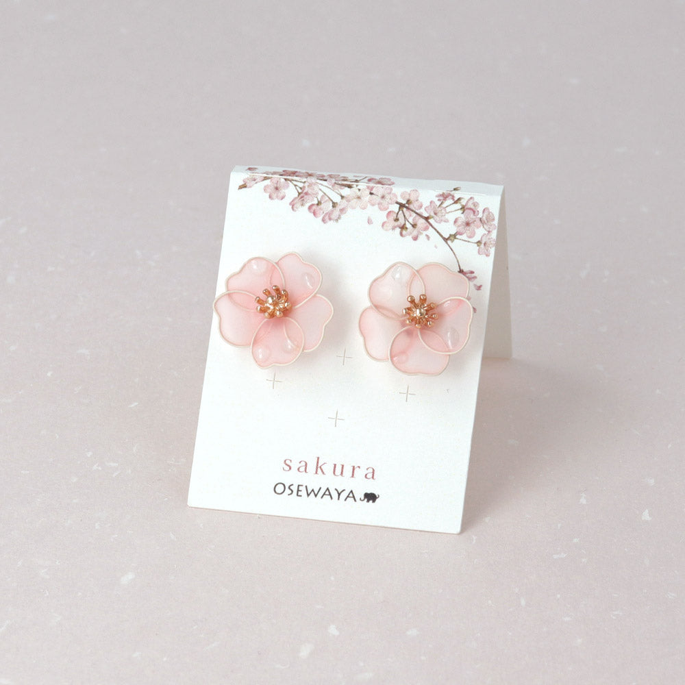 Translucent Pink Sakura Studs - osewaya