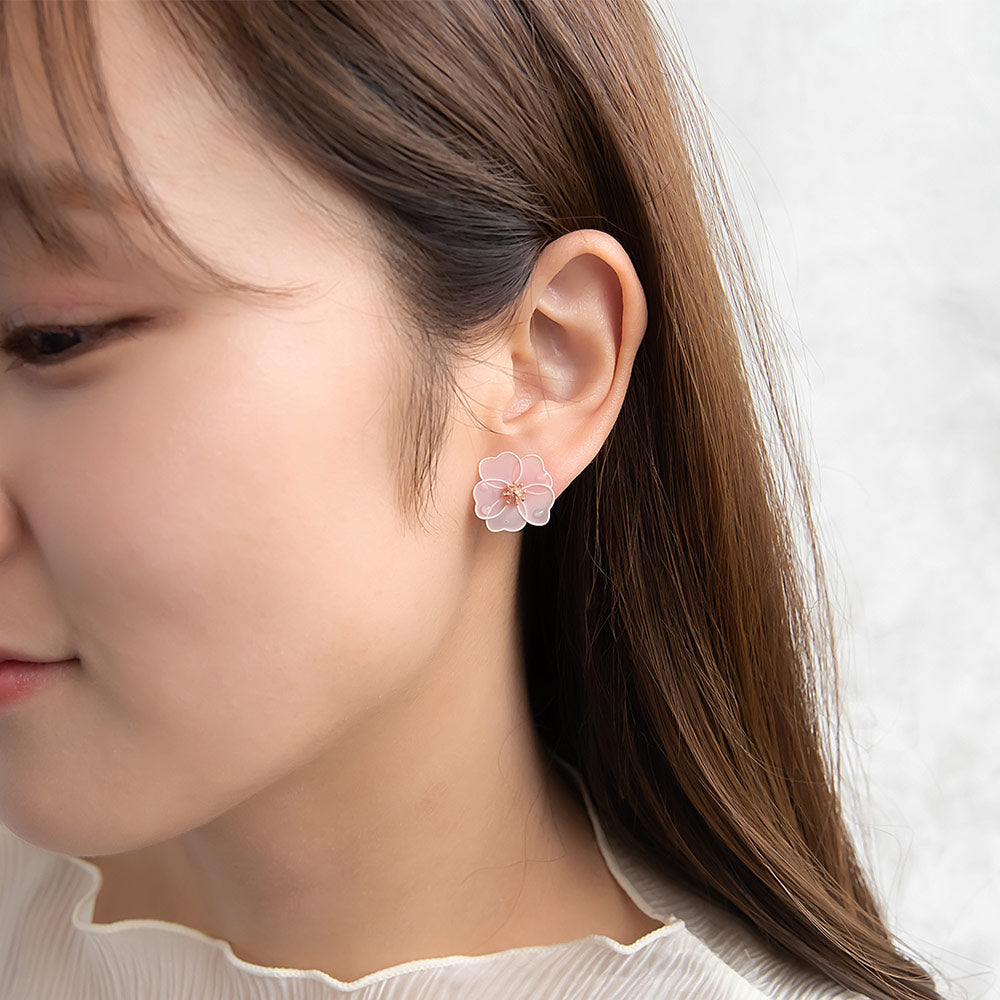 Translucent Pink Sakura Studs