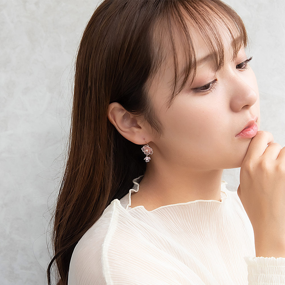 Translucent Pink Sakura Drop Earrings