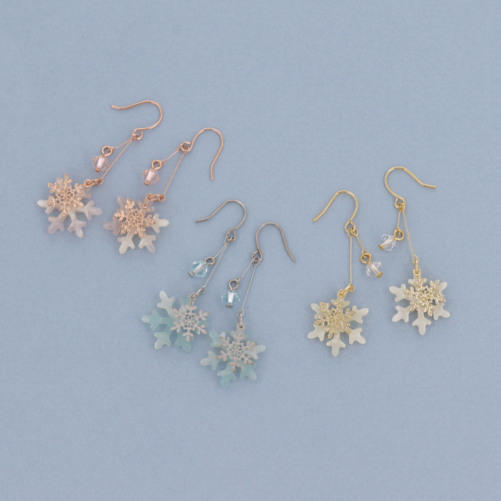 Snowflake and Stone Drop Earrings