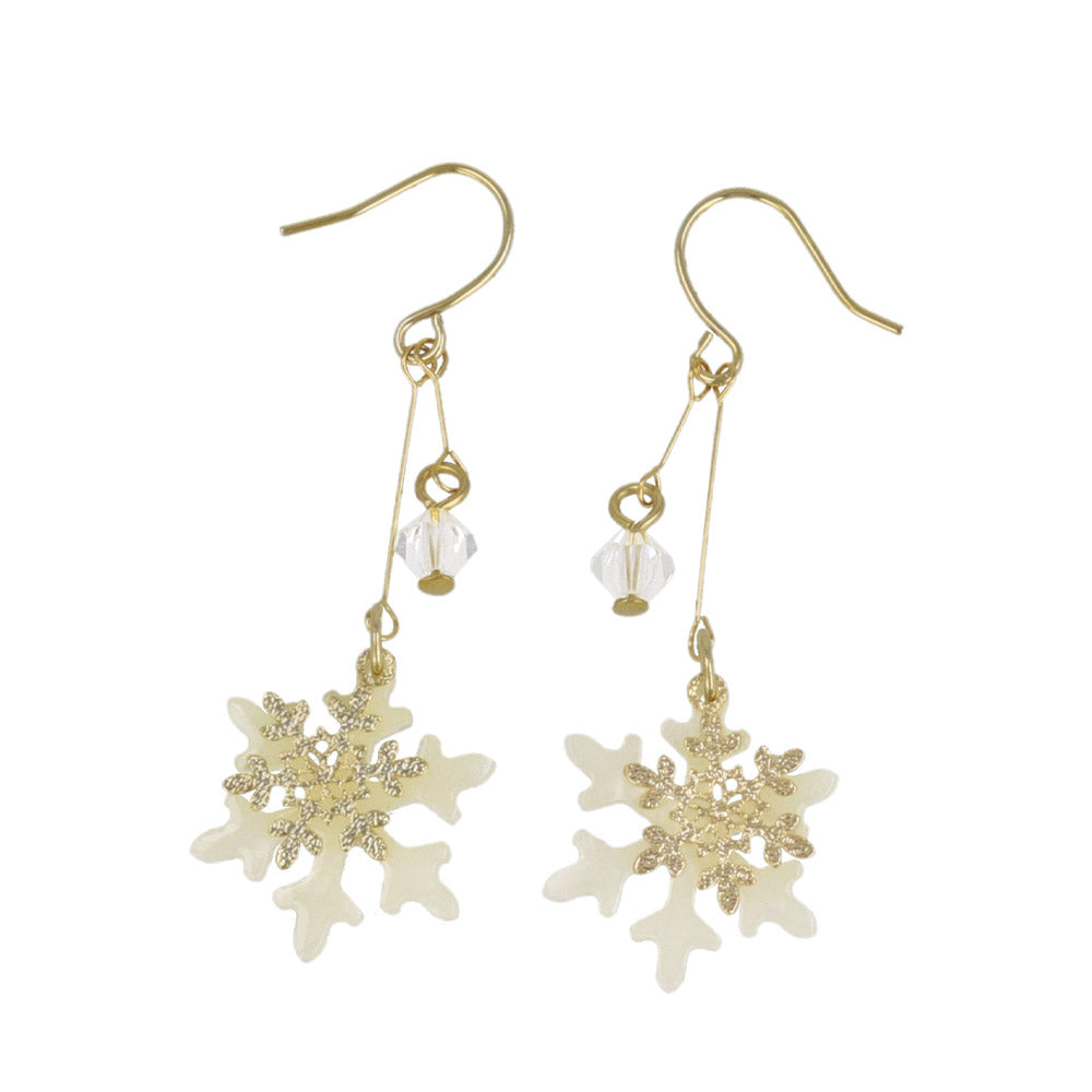 Snowflake and Stone Drop Earrings