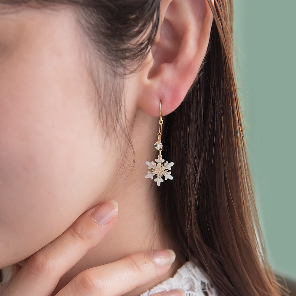 Snowflake and Stone Drop Earrings