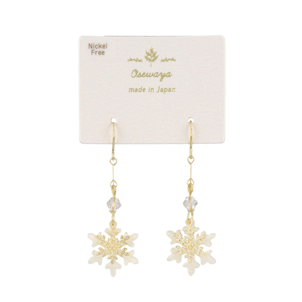 Snowflake and Stone Drop Earrings