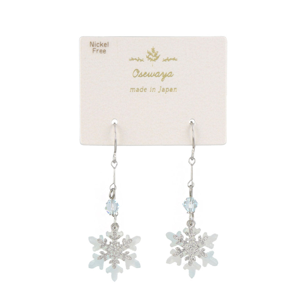 Snowflake and Stone Drop Earrings