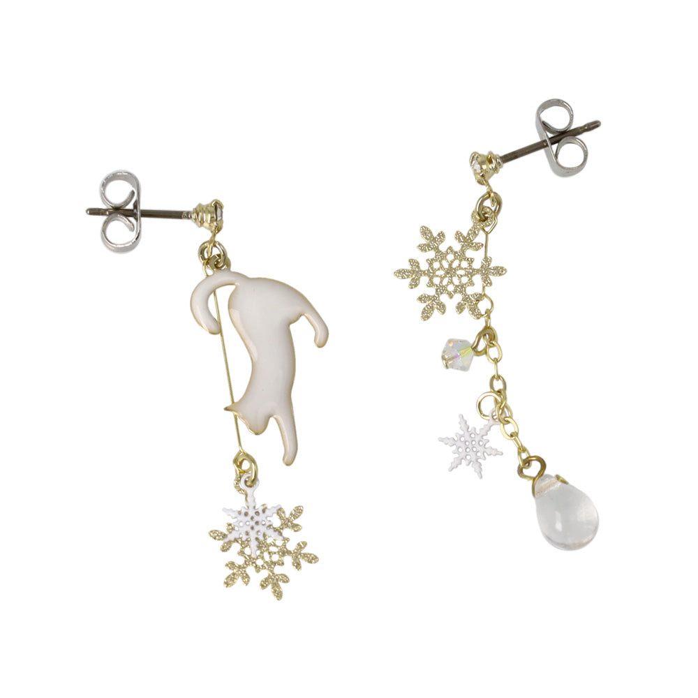 Winter Cat Drop Earrings
