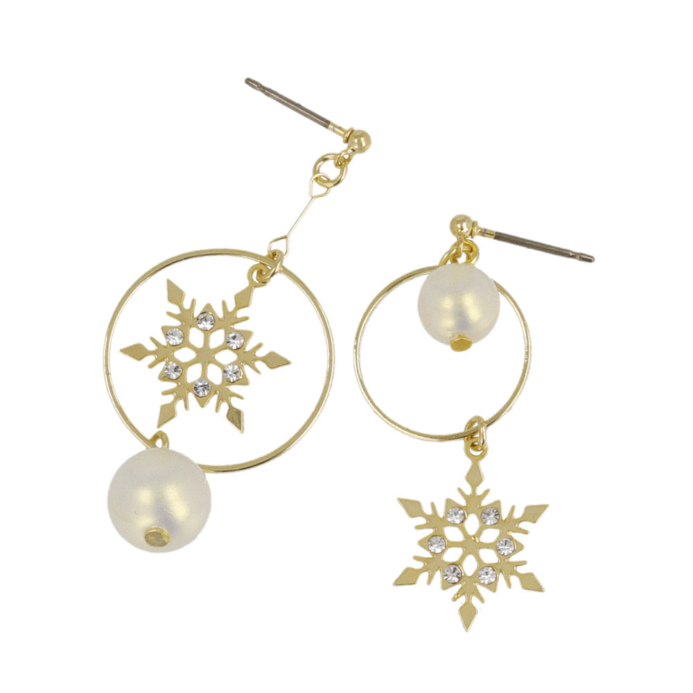Snowflake Asymmetrical Drop Earrings