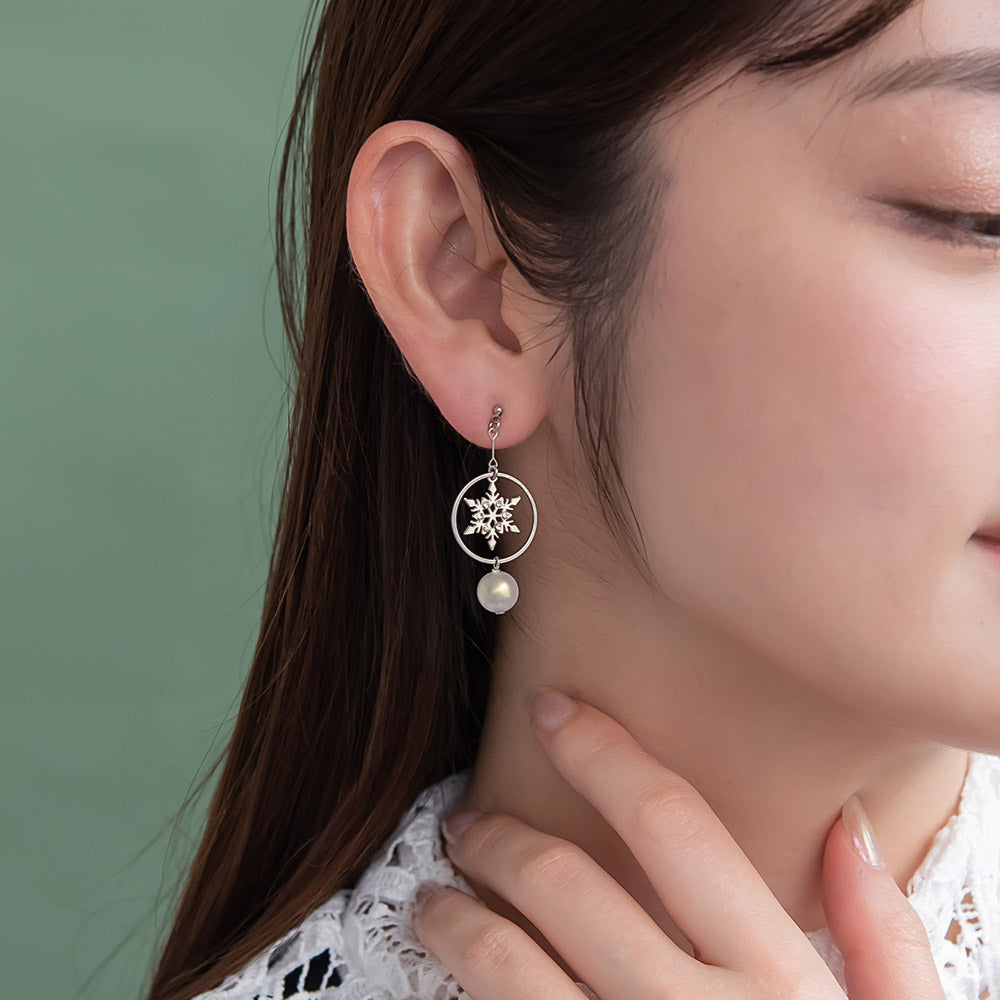 Snowflake Asymmetrical Drop Earrings