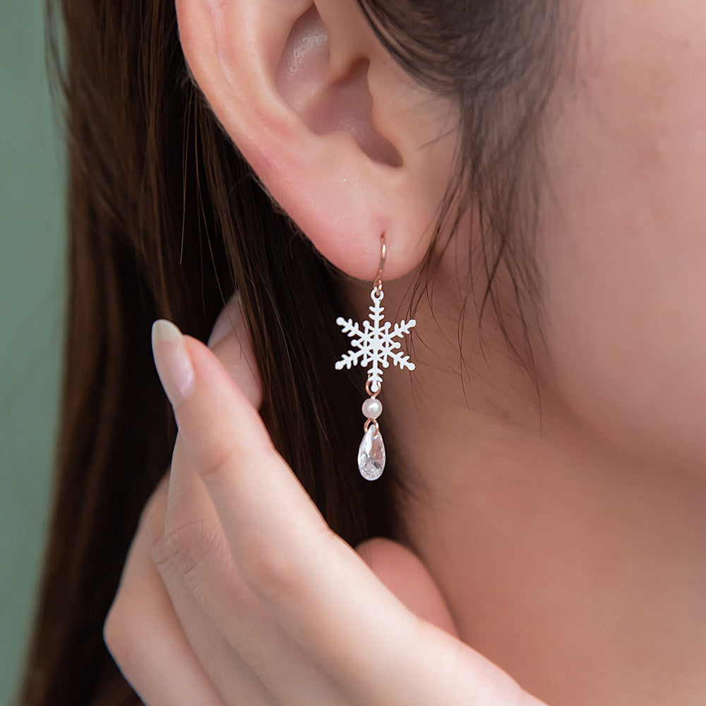 Snowflake and Teardrop Stone Earrings