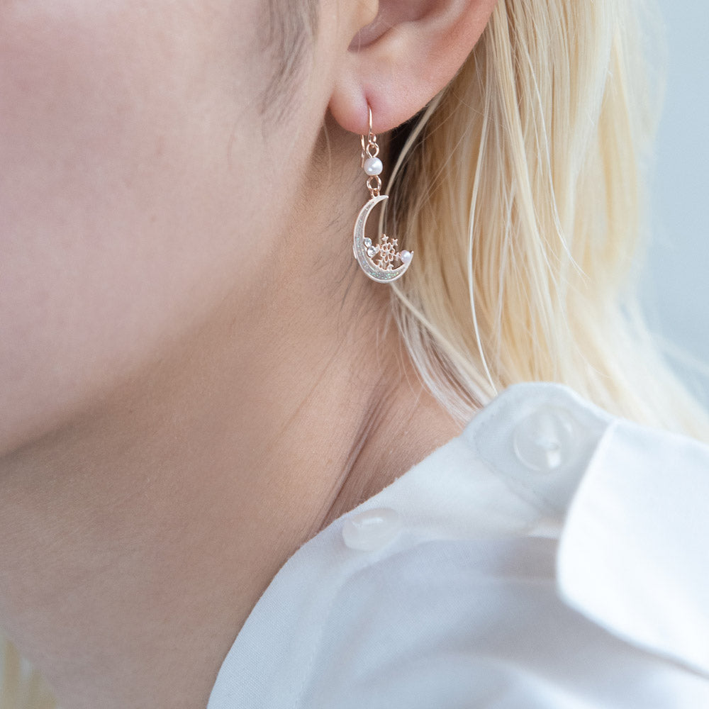 Snowflake and Crescent Moon Earrings