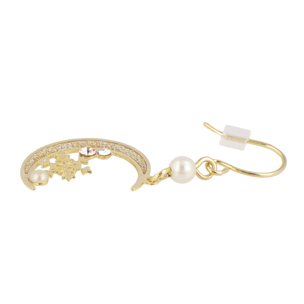 Snowflake and Crescent Moon Earrings