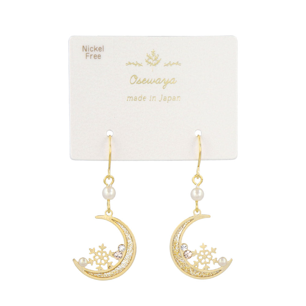 Snowflake and Crescent Moon Earrings