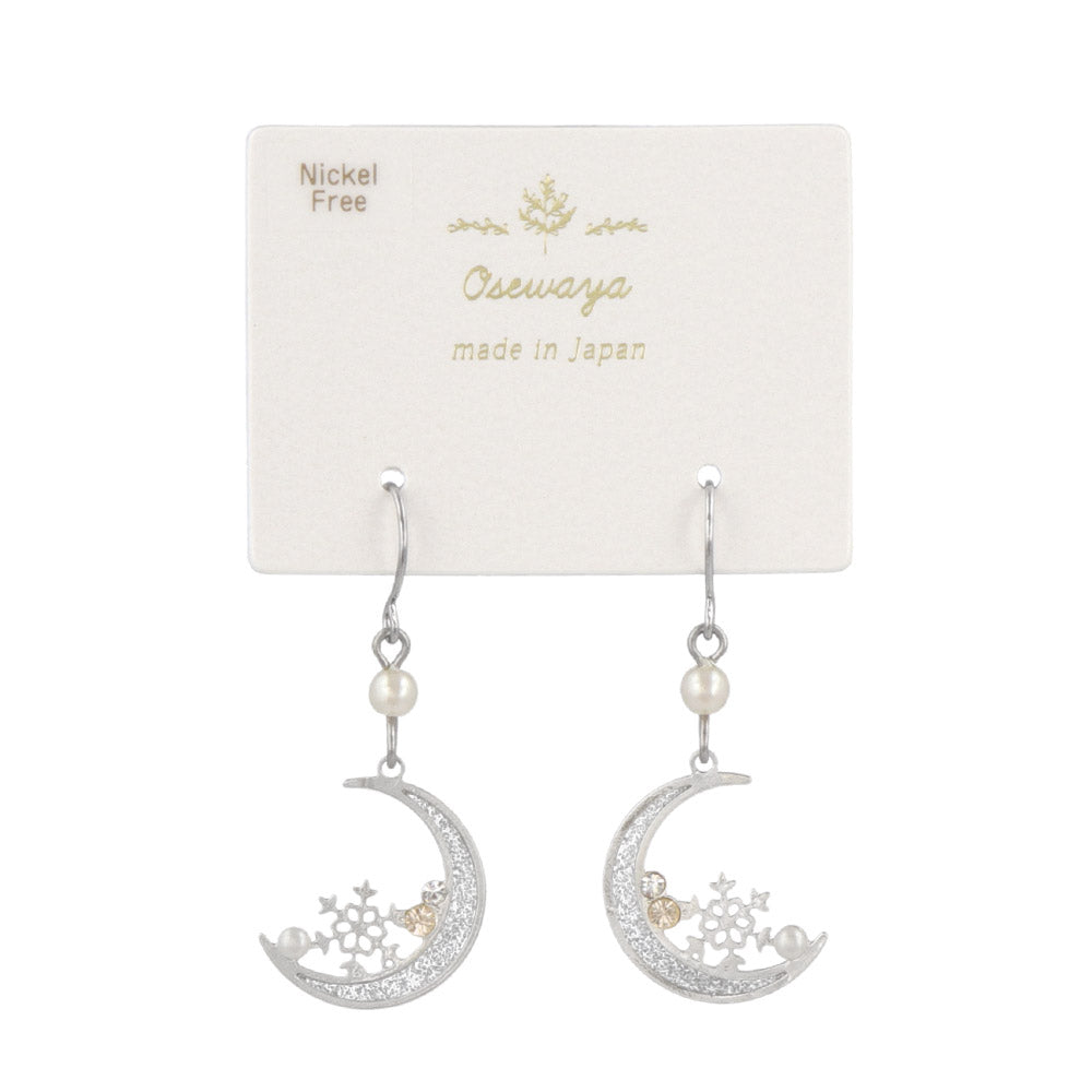 Snowflake and Crescent Moon Earrings