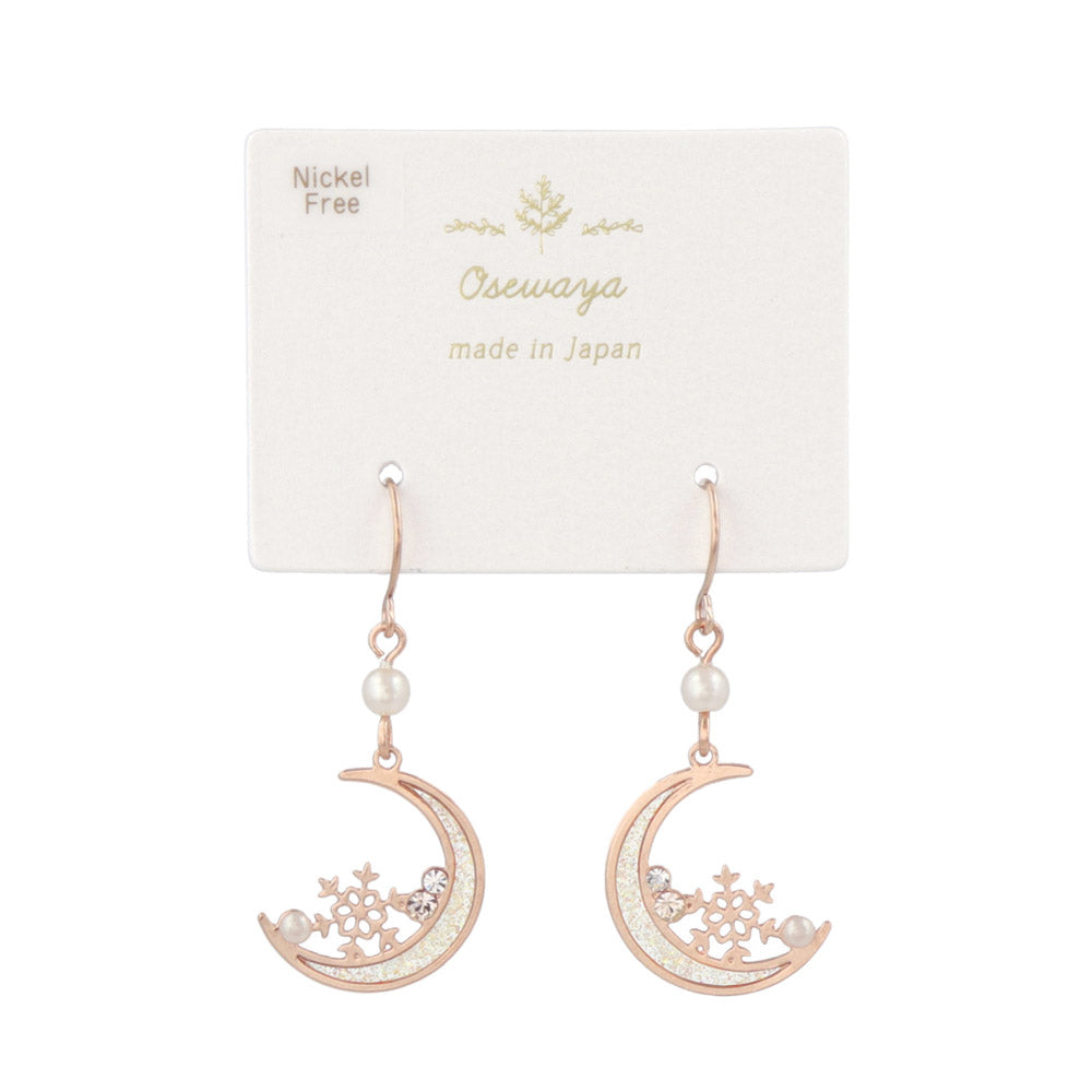 Snowflake and Crescent Moon Earrings
