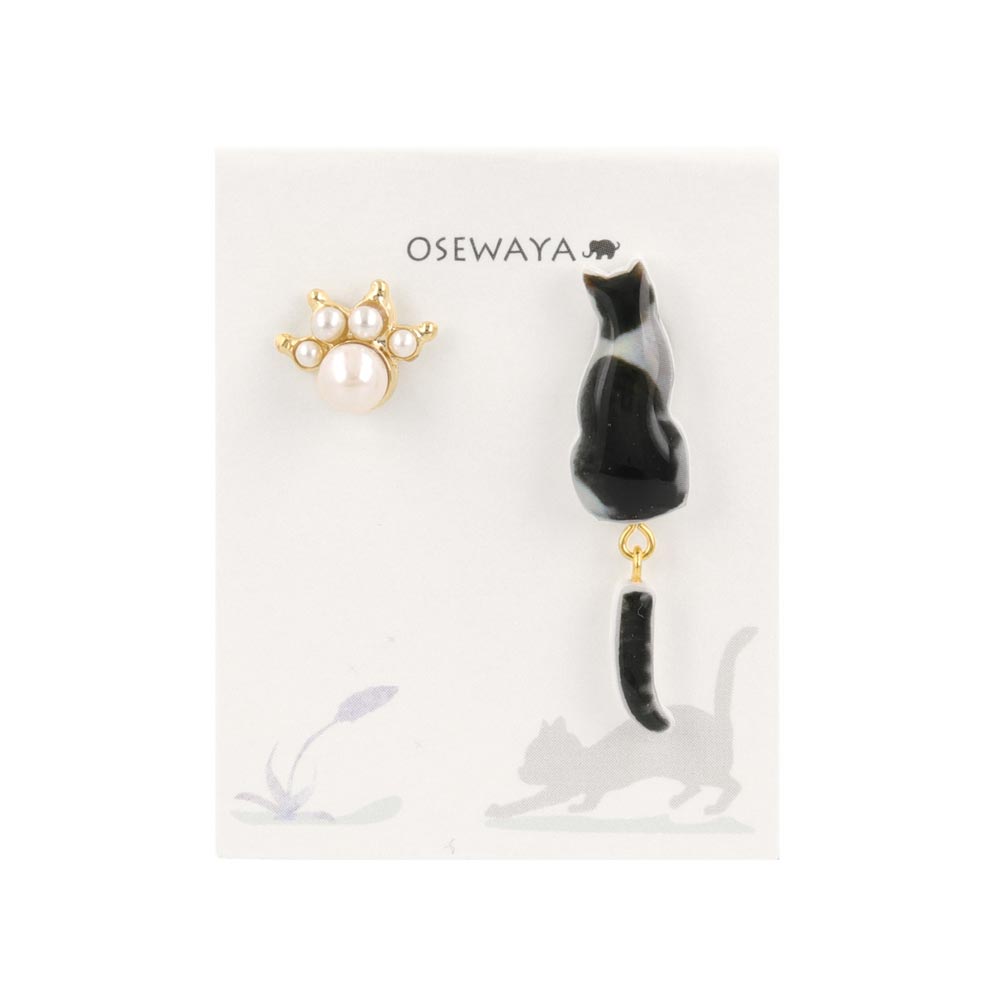 Cat and Paw Mismatched Earrings