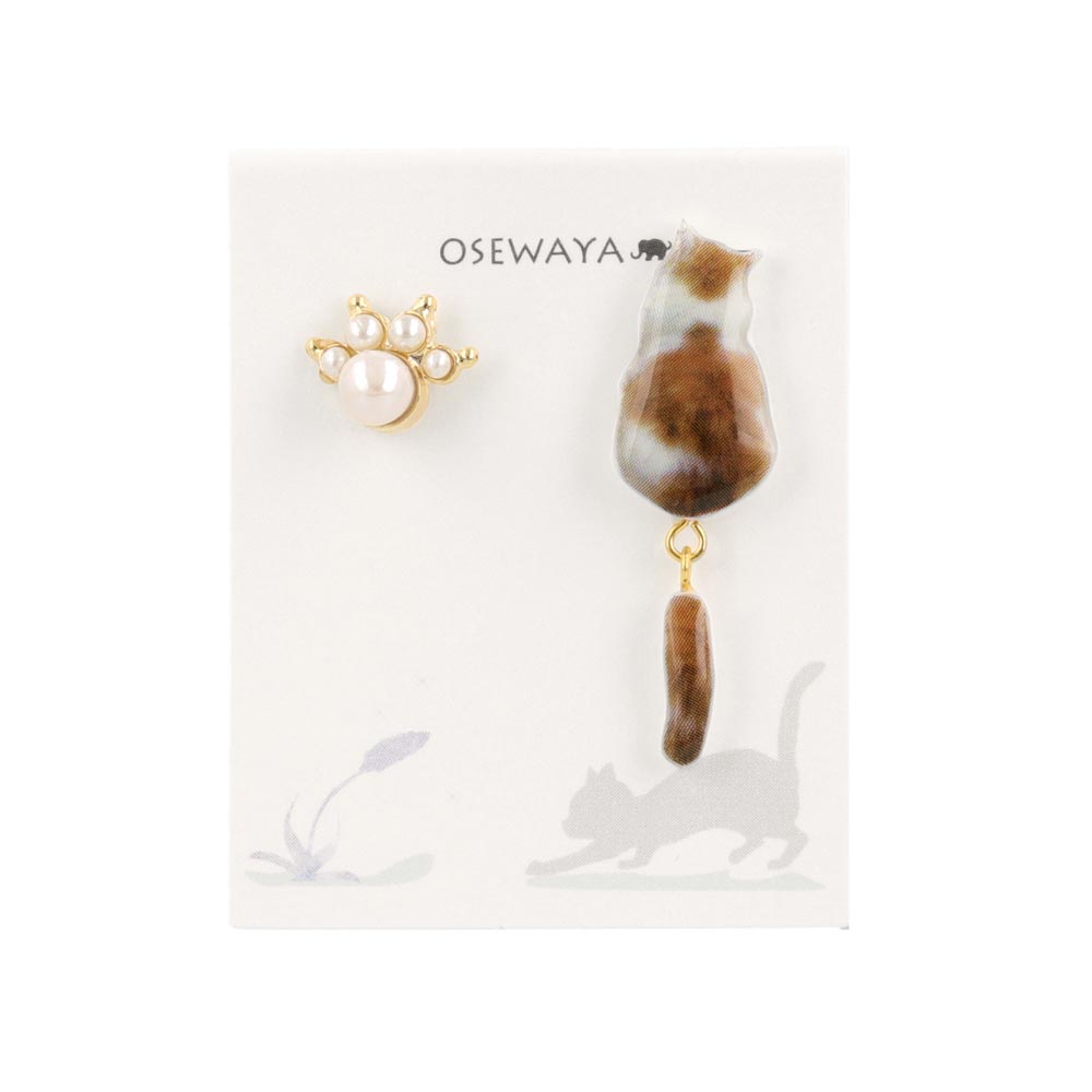 Cat and Paw Mismatched Earrings