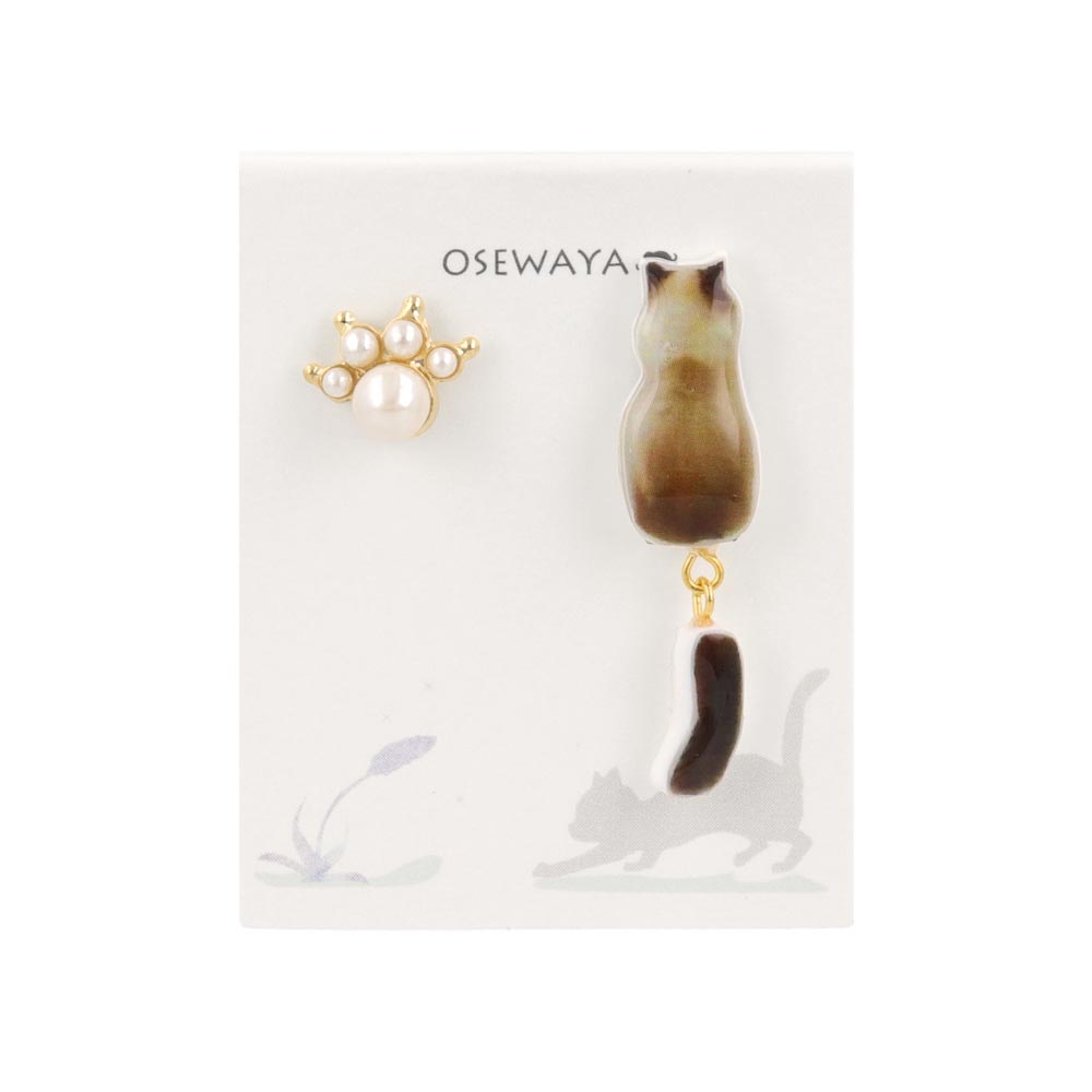 Cat and Paw Mismatched Earrings