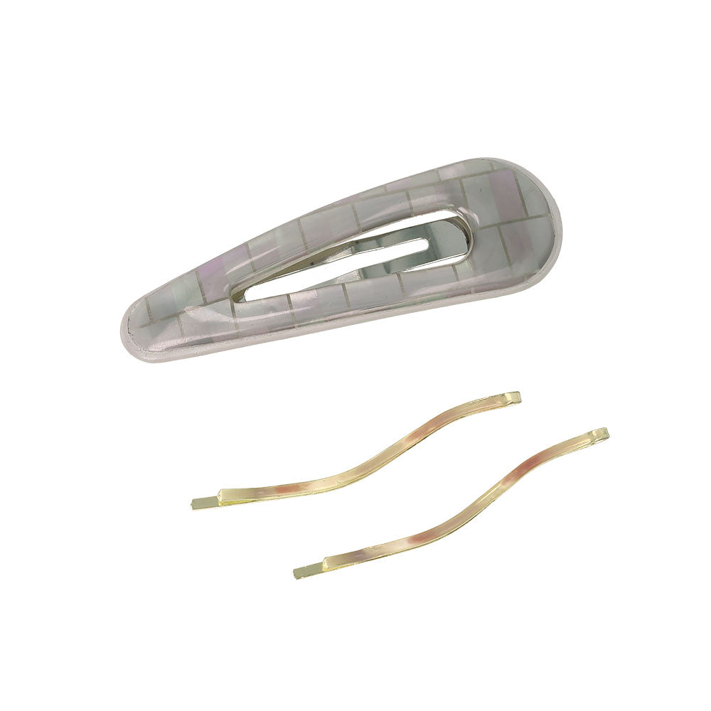 Textured Snap Clip and Wavy Hairpin Set