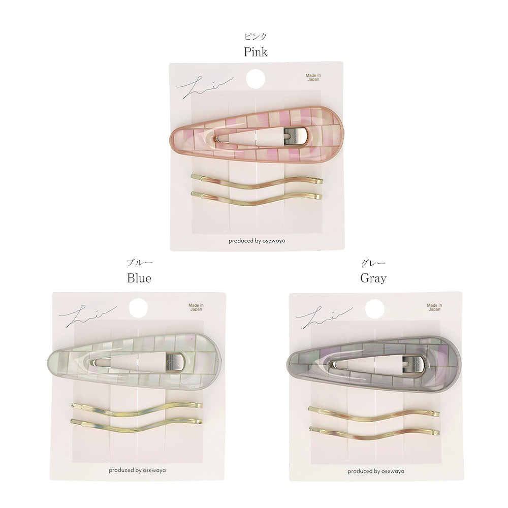 Textured Snap Clip and Wavy Hairpin Set