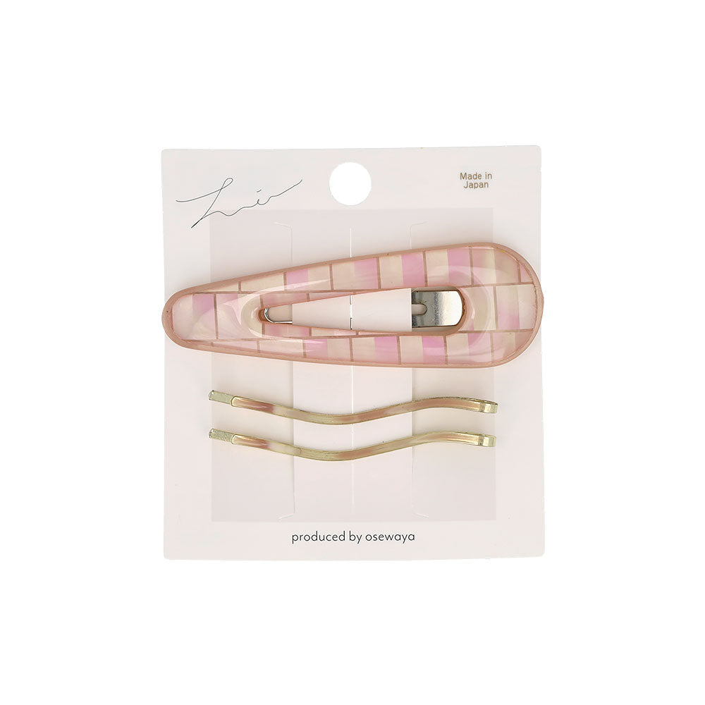 Textured Snap Clip and Wavy Hairpin Set