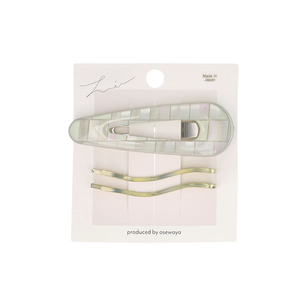 Textured Snap Clip and Wavy Hairpin Set