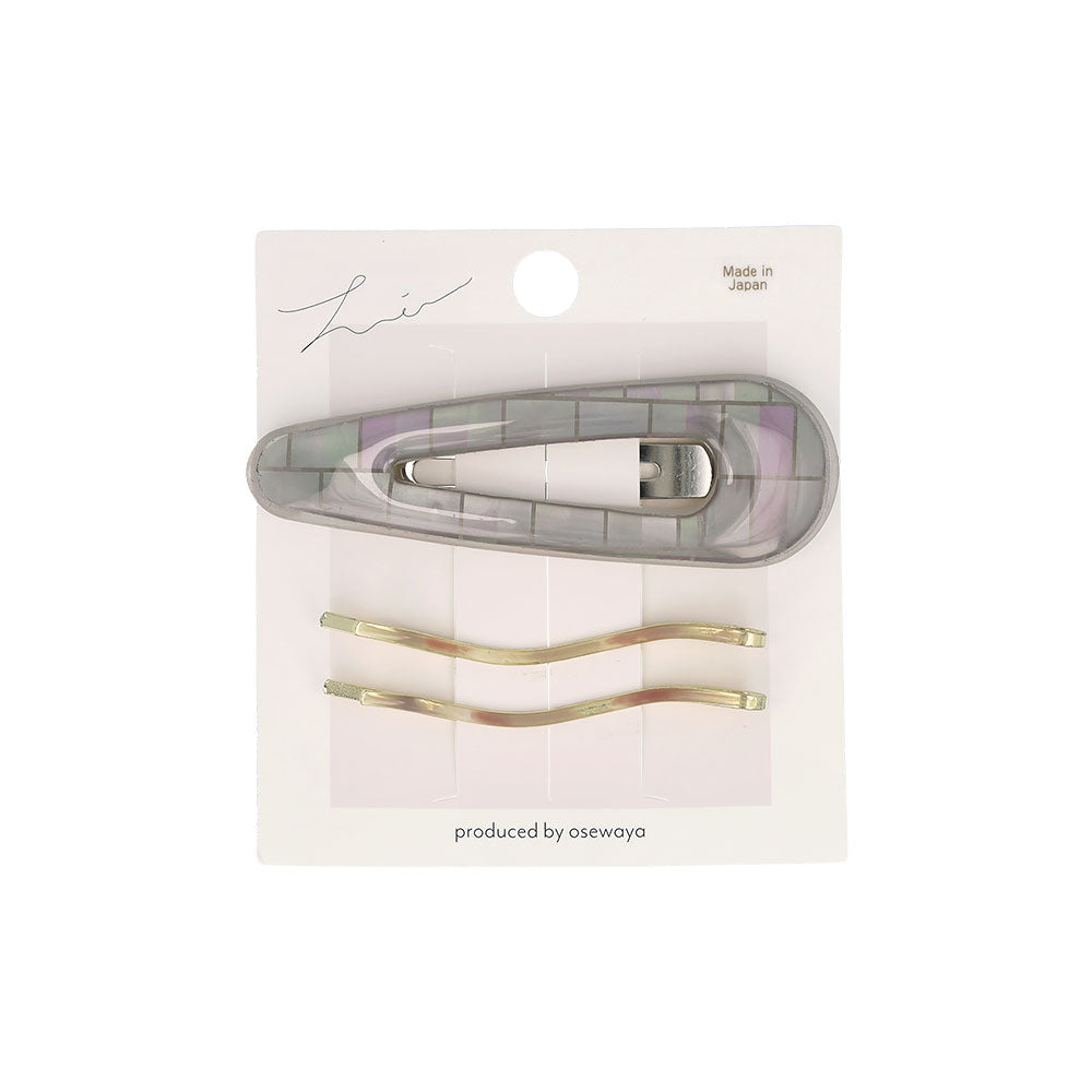Textured Snap Clip and Wavy Hairpin Set