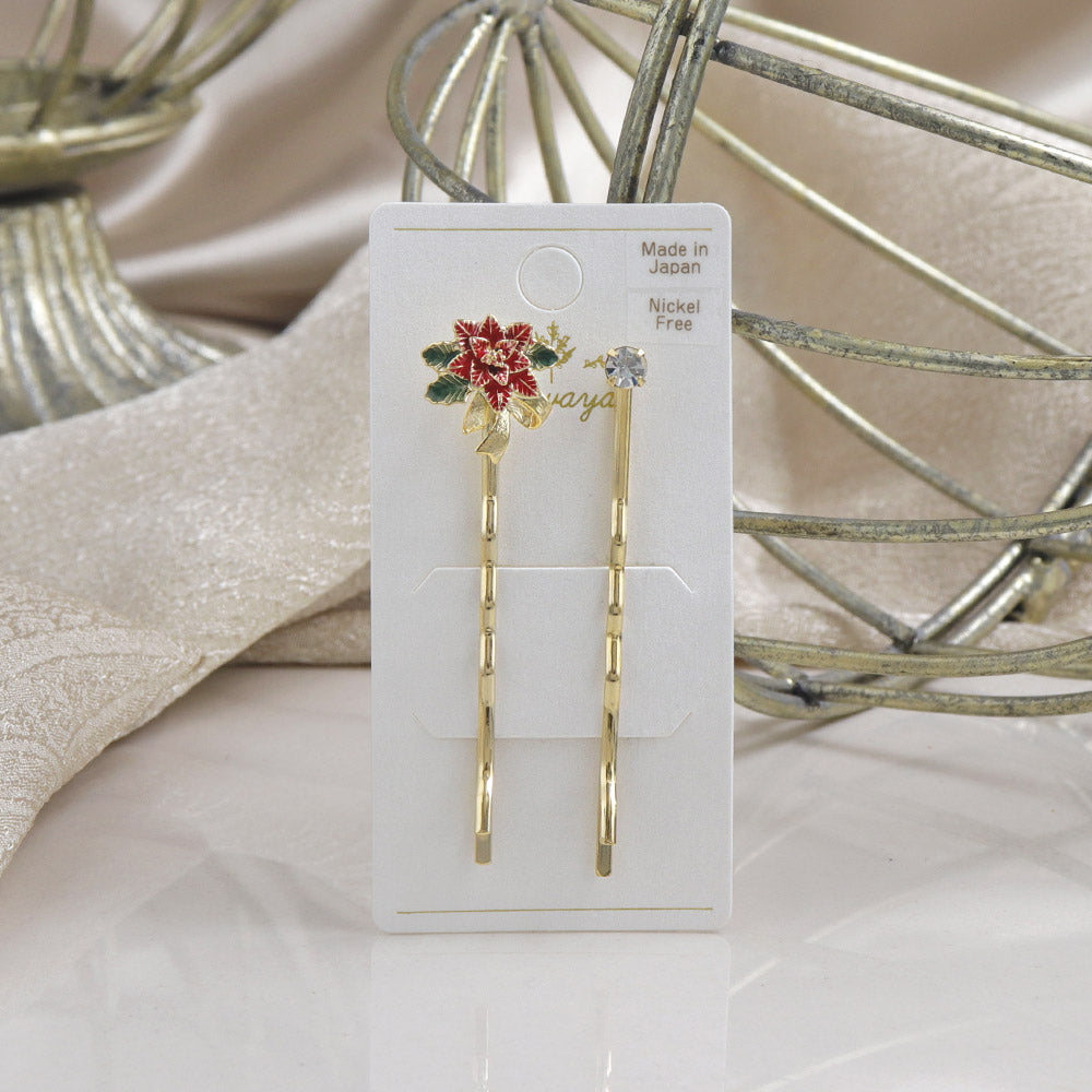 Poinsettia Ornament Hairpin Set - osewaya