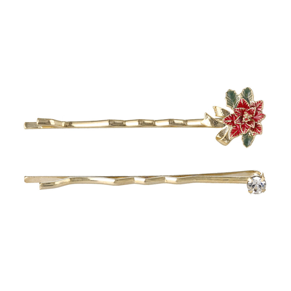 Poinsettia Ornament Hairpin Set