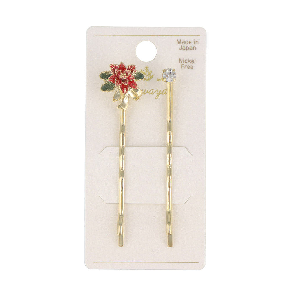 Poinsettia Ornament Hairpin Set