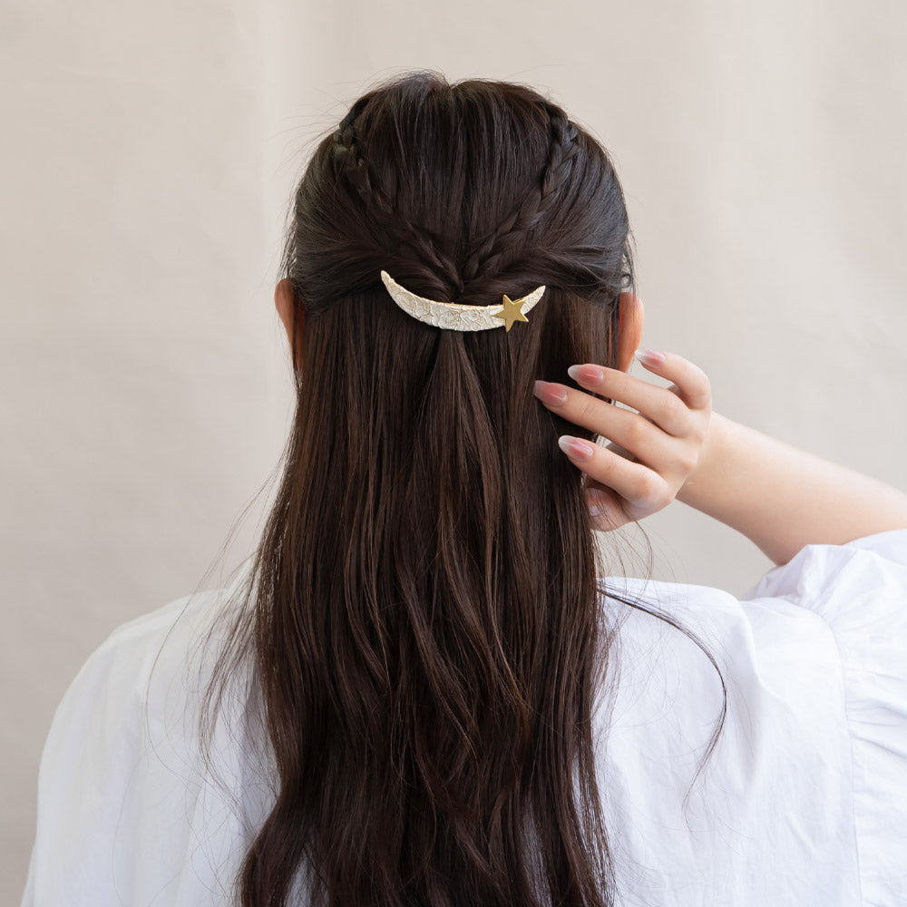 Textured Crescent Moon Barrette