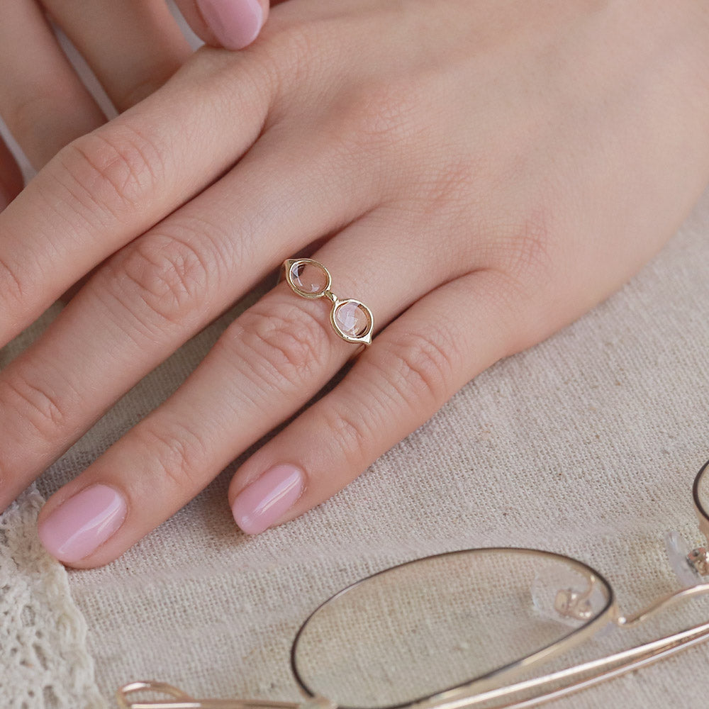Gold Frame Oval Glasses Ring - Osewaya