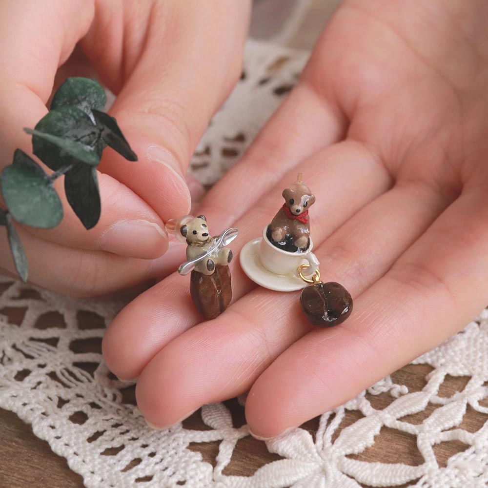 Little Bear and Coffee Earrings - Osewaya