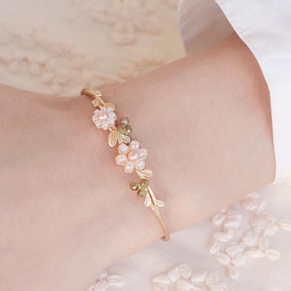 Flower and Berry Twig Bangle