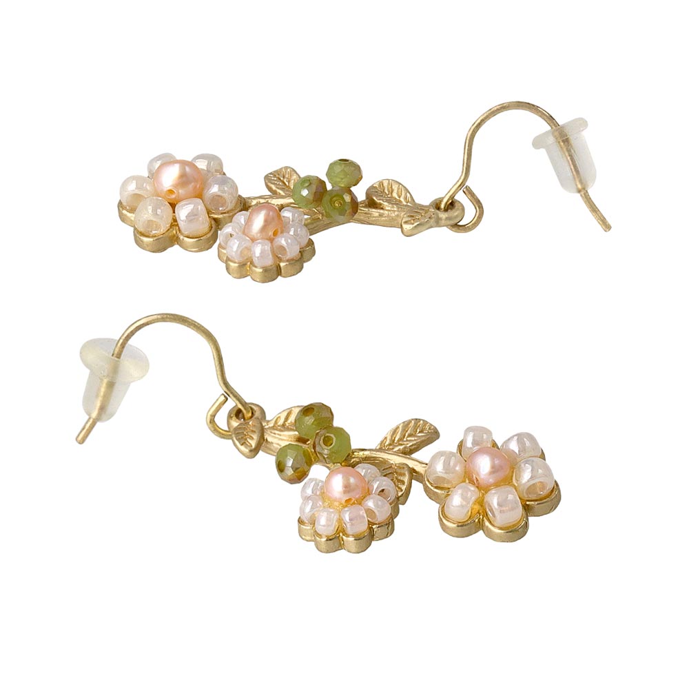 Flower and Berry Twig Earrings