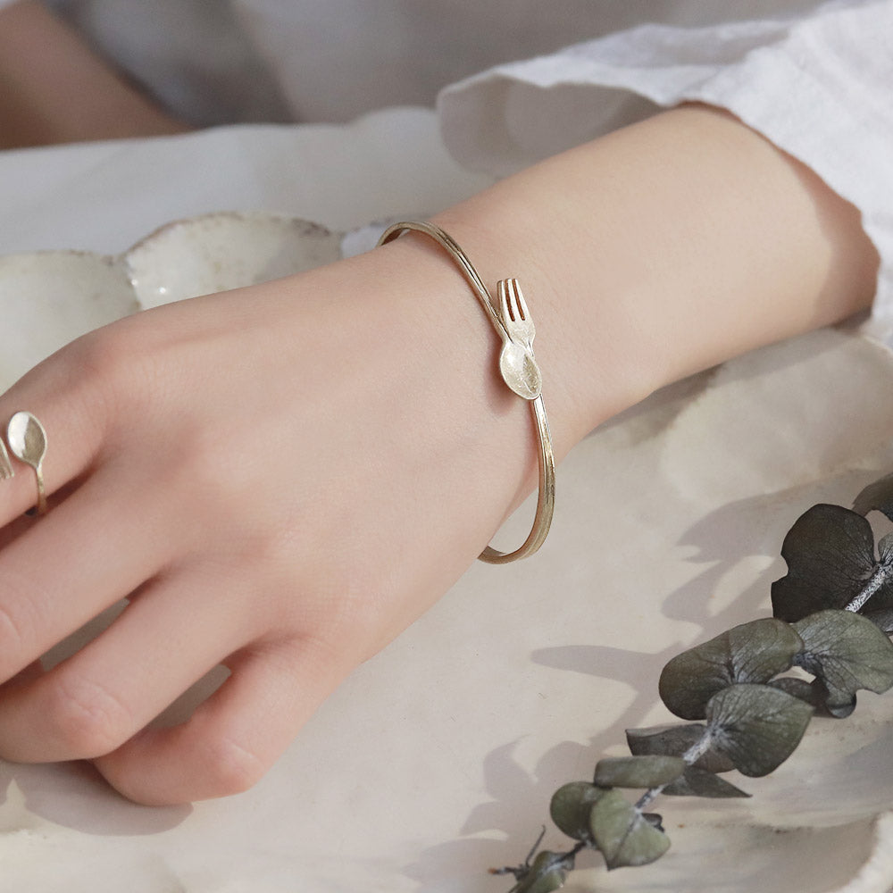 Gold Tone Cutlery Bangle