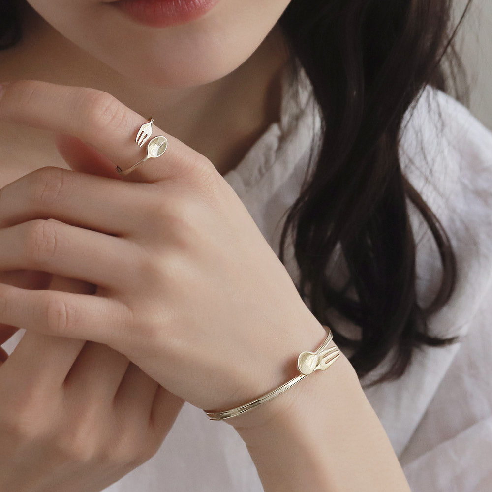 Gold Tone Cutlery Bangle