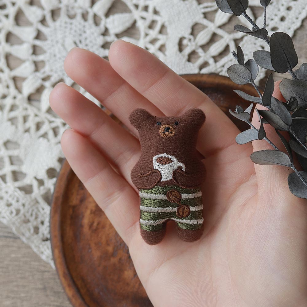 Little Bear and Coffee Padded Brooch