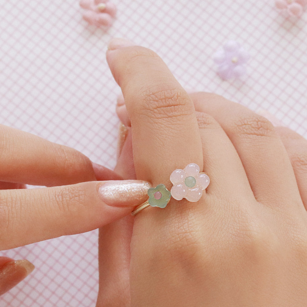 Pastel Pink Flower Cuff Ring