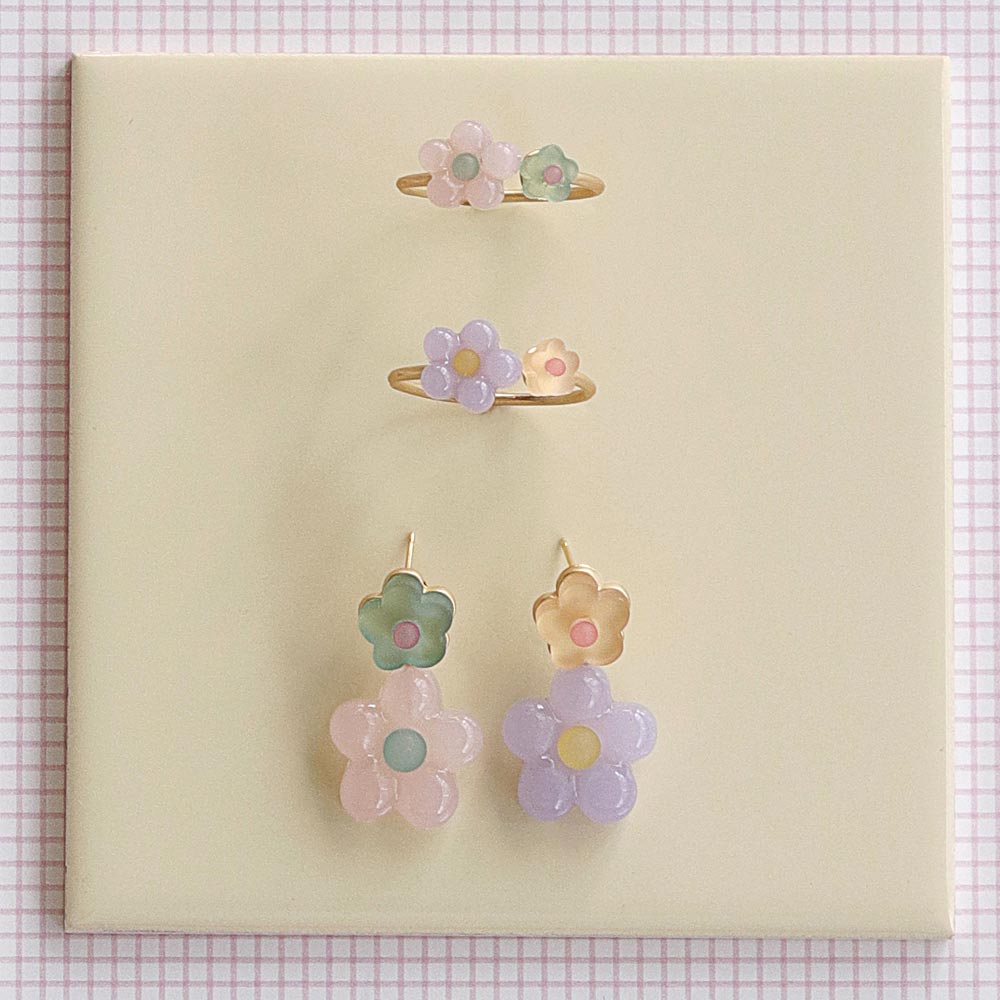 Pastel Double Flower Earrings