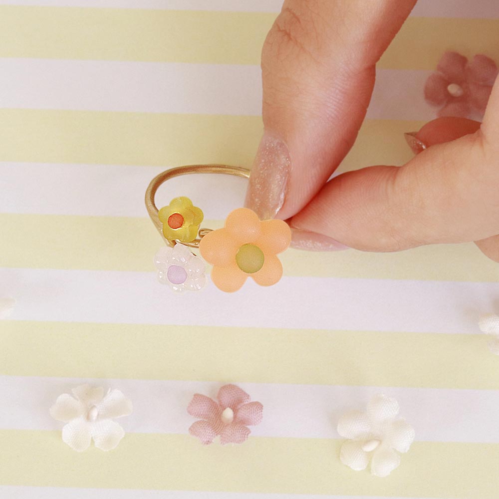 Vibrant Flower Cuff Ring Orange