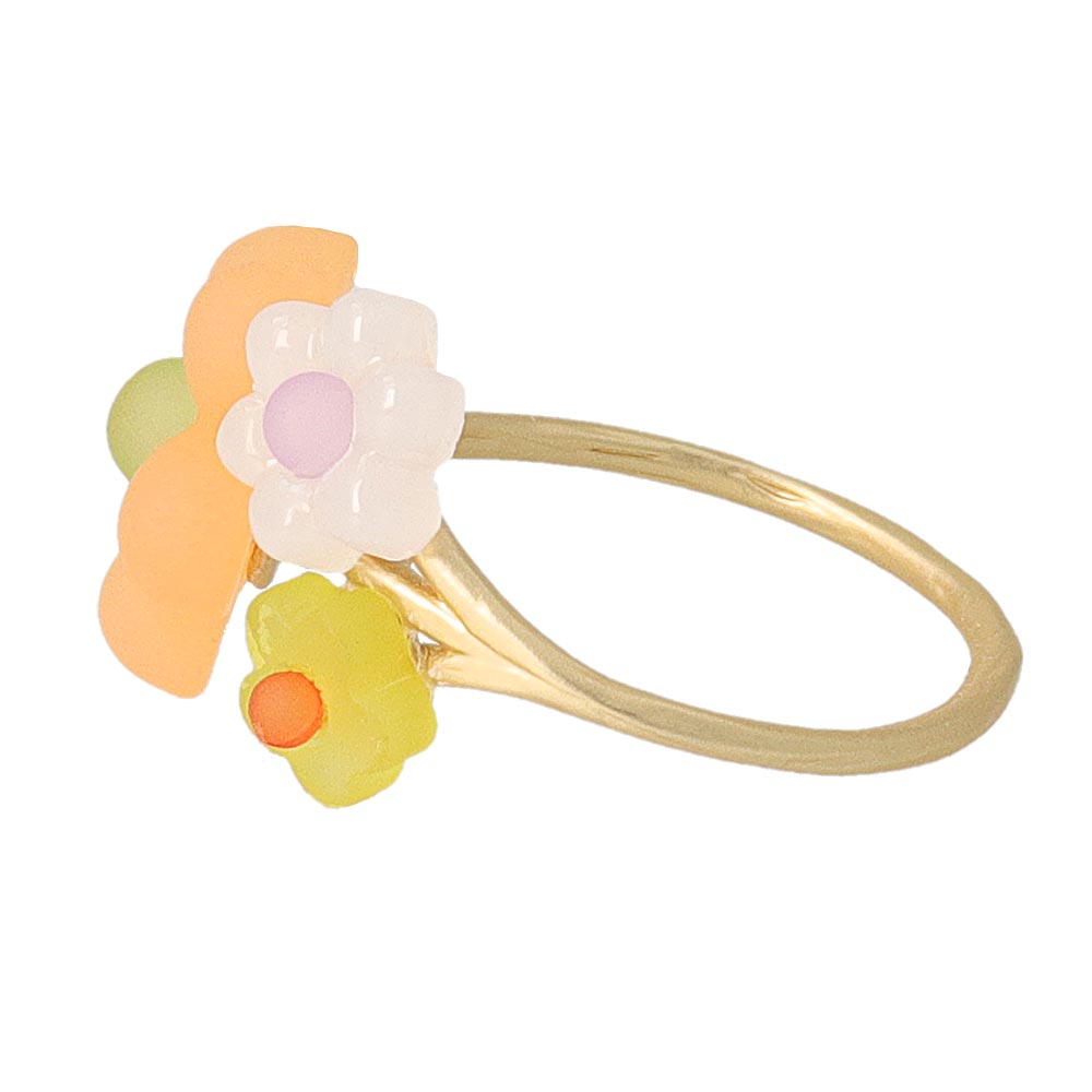 Vibrant Flower Cuff Ring Orange