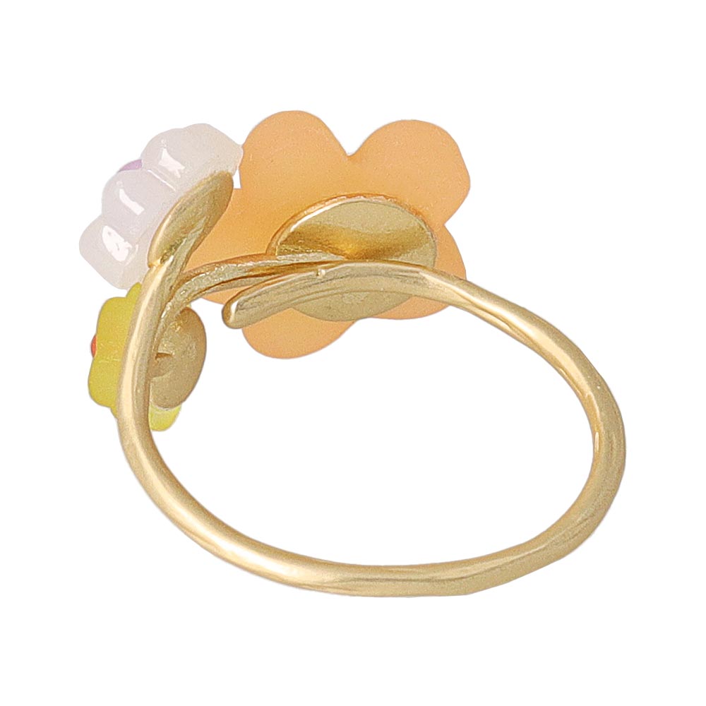 Vibrant Flower Cuff Ring Orange