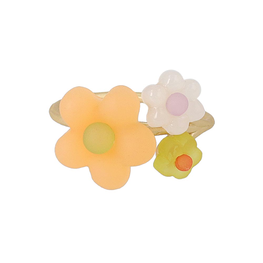 Vibrant Flower Cuff Ring Orange