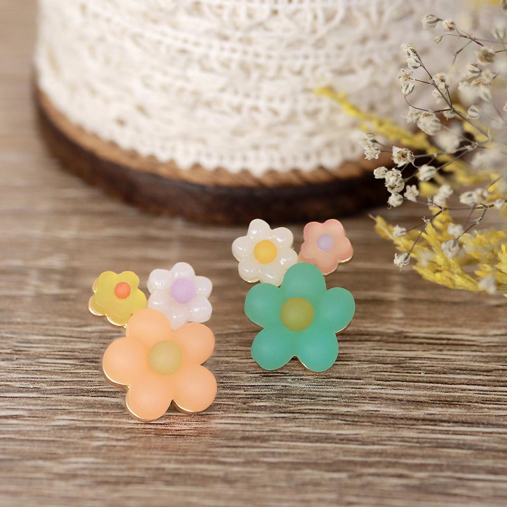 Vibrant Triple Flower Earrings - osewaya