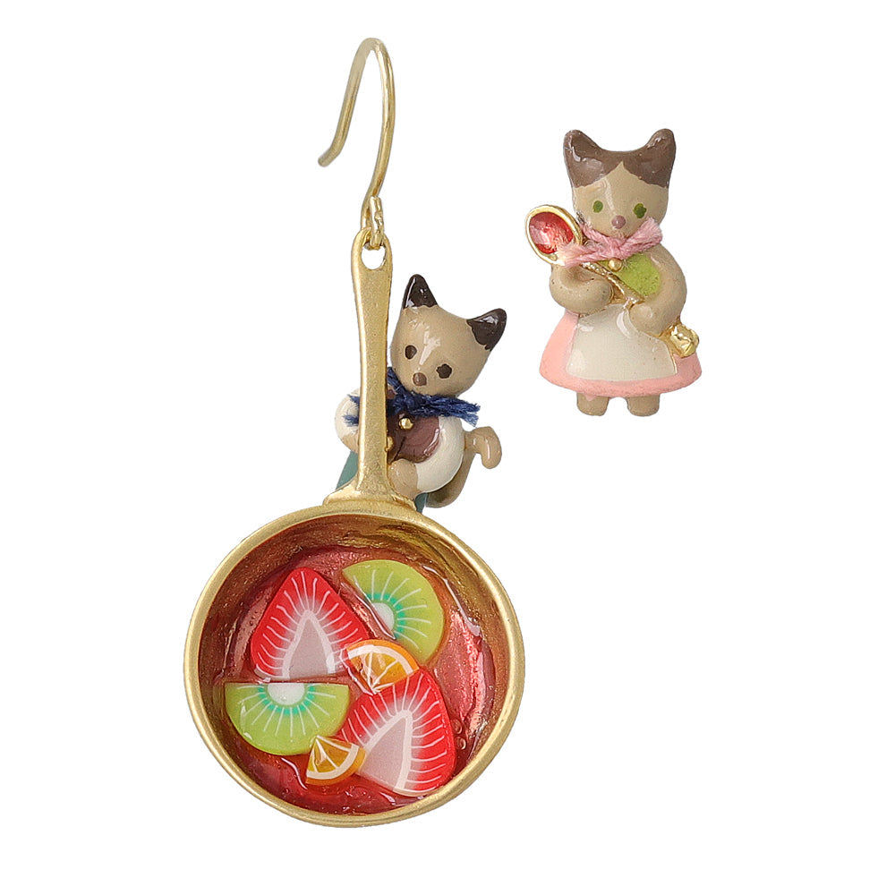 Cat Pastry Chef Earrings