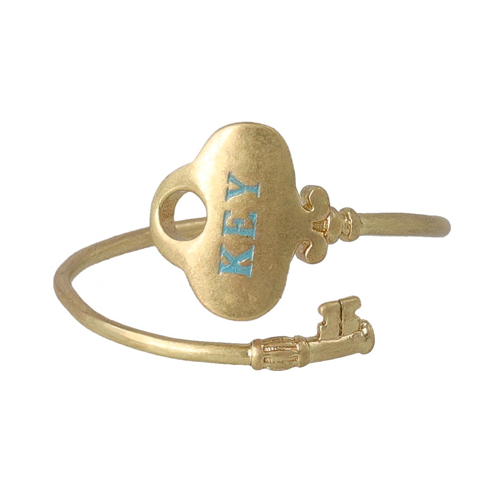 Gold Tone Chest Key Cuff Ring