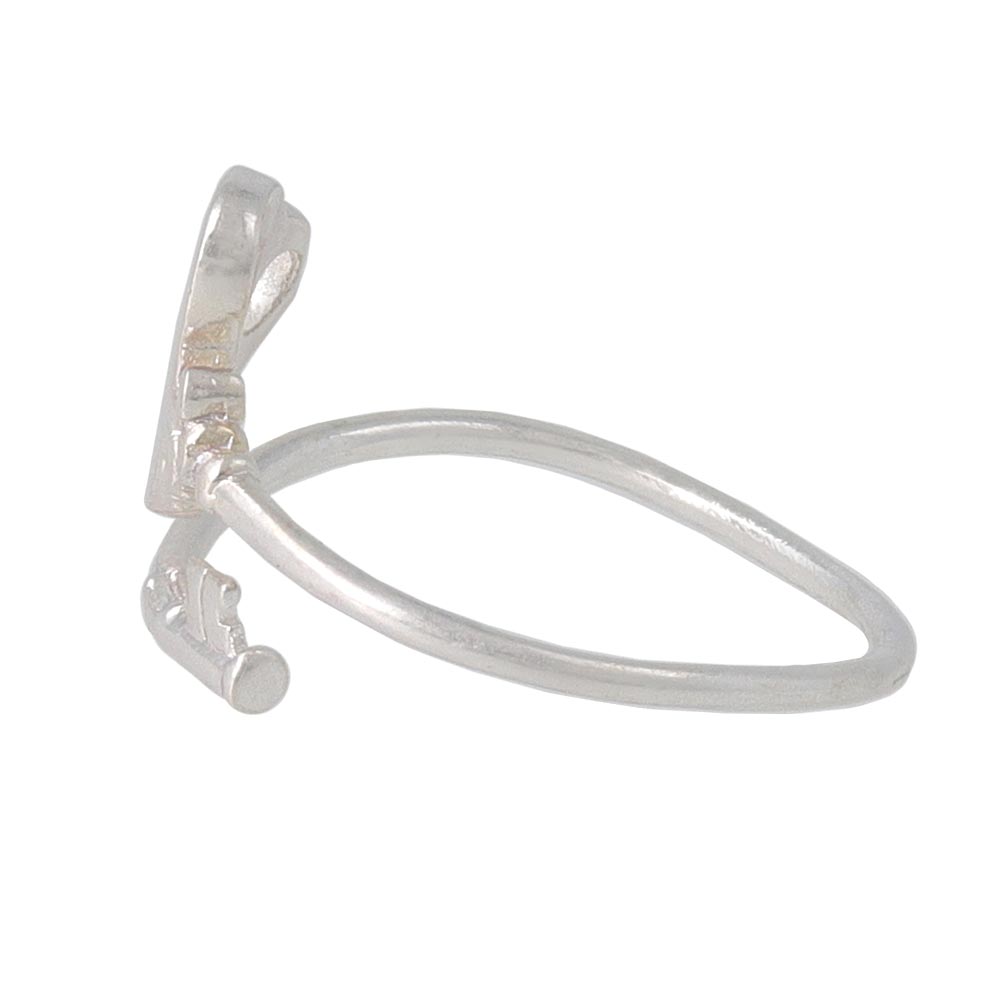 Silver Tone Chest Key Cuff Ring