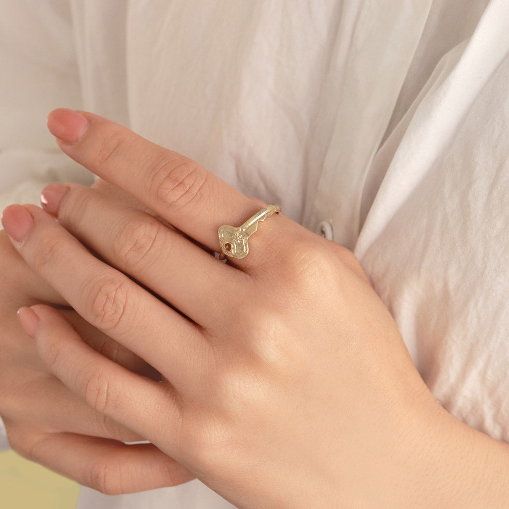 Gold Tone Room Key Cuff Ring