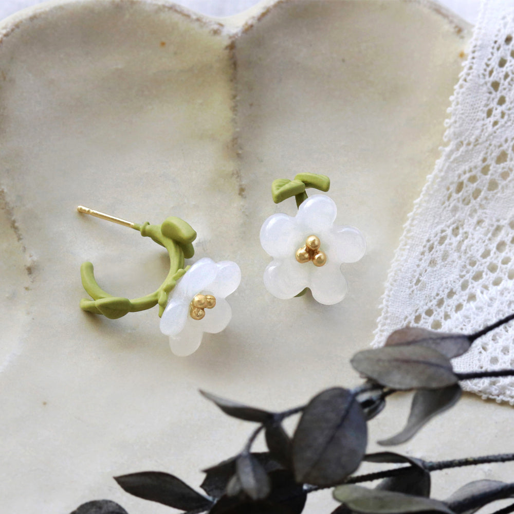 White Nemophila Earrings