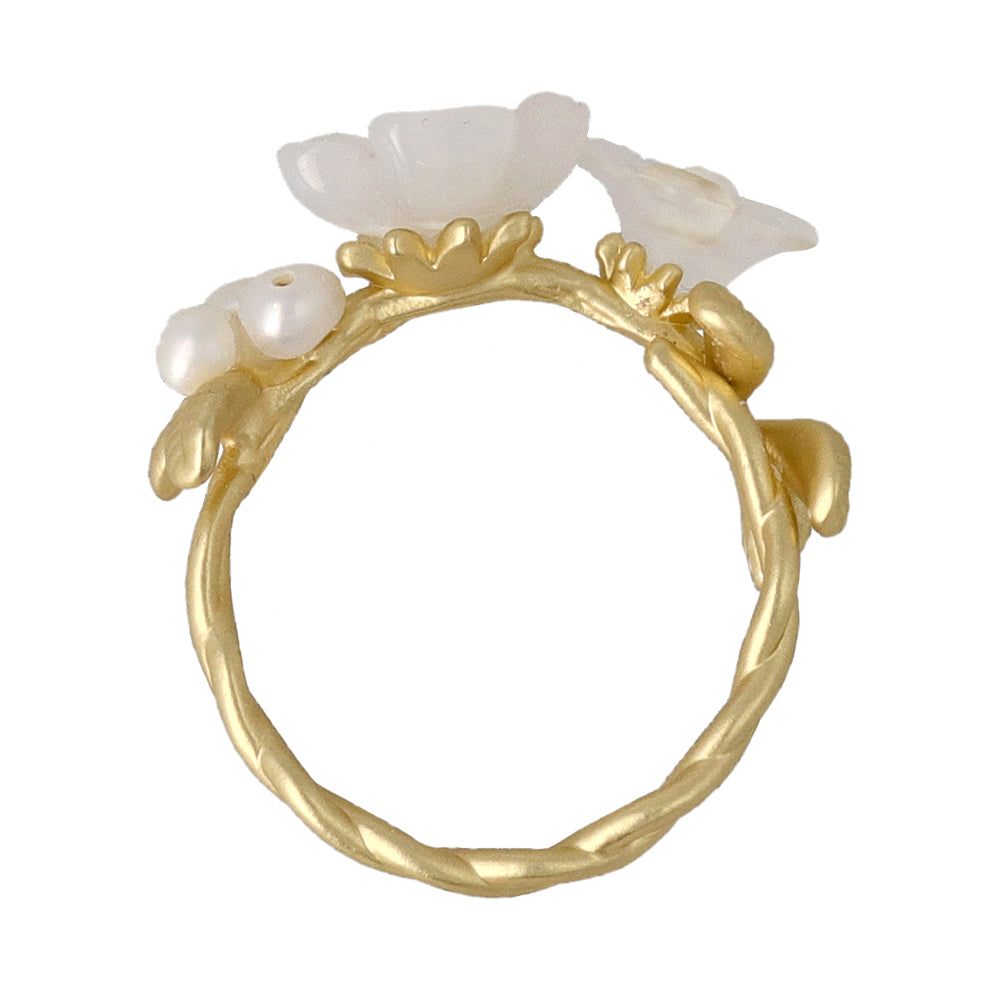 Small White Flower Open Ring